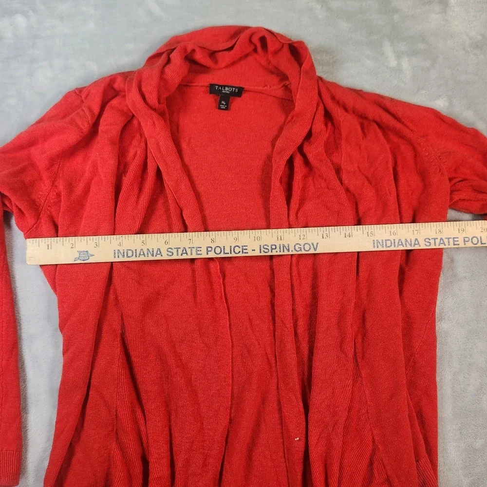 Talbots Cardigan Sweater Womens MP Medium Red‎ Shawl Collar Open Front
